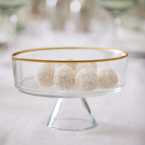 Majestic Ribbed Footed Bowl With Gold Rim