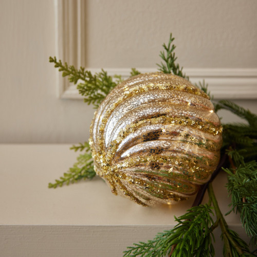 Gold Sequin Led Large Hanging Bauble