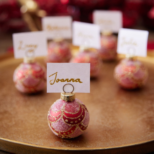 Red and Gold Scallop Placecard Holders