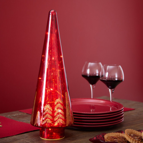 Carmine Glass LED Tree