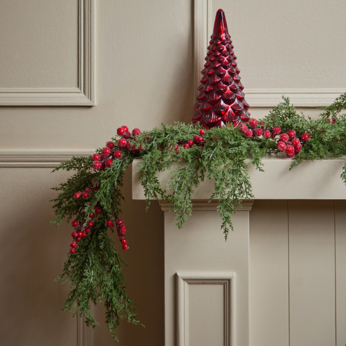Frosted Red Berry & Cedar Garland 