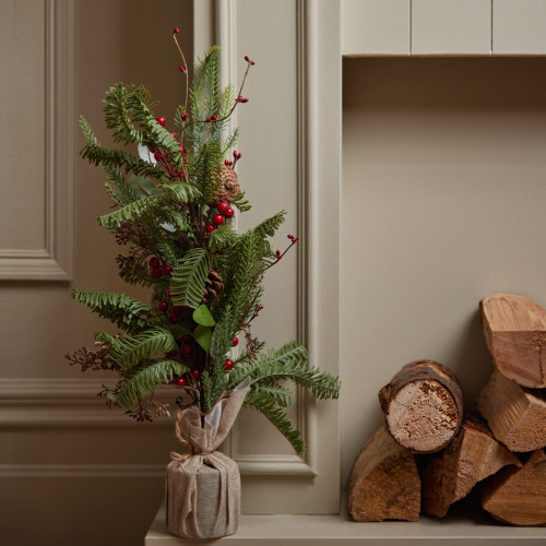 Mini Tree W/Red Berries & Pine Cones