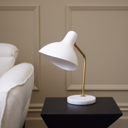Serge Lamp In White & Brass
