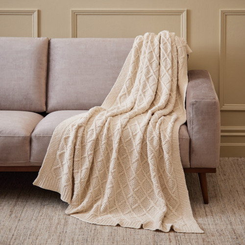 Moss Diamond Throw - Natural 