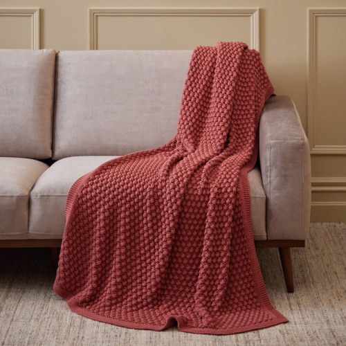 Dusty Pink Knitted Throw