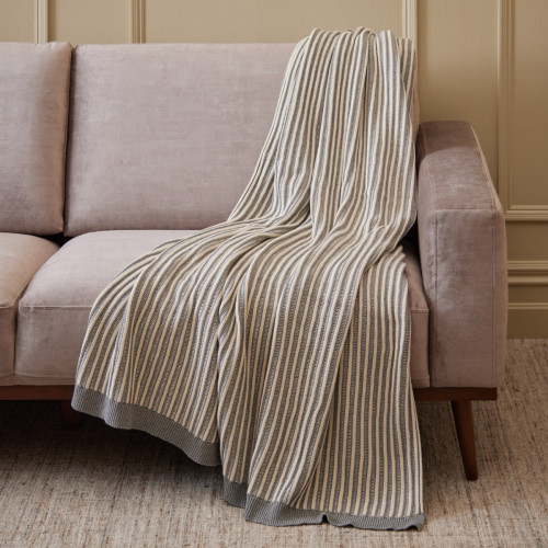 Ribbed Striped Grey Throw