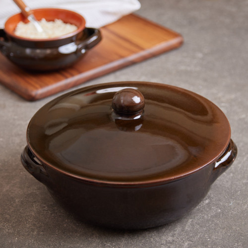 Terracotta Casserole Dish with Lid - Large 