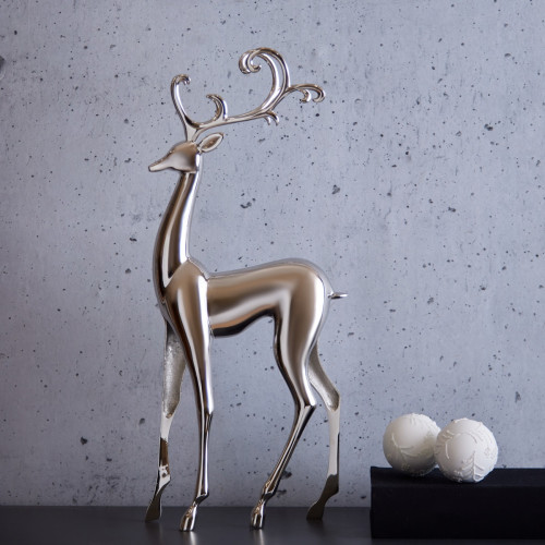 Solid Brass Silver Stag - Tall