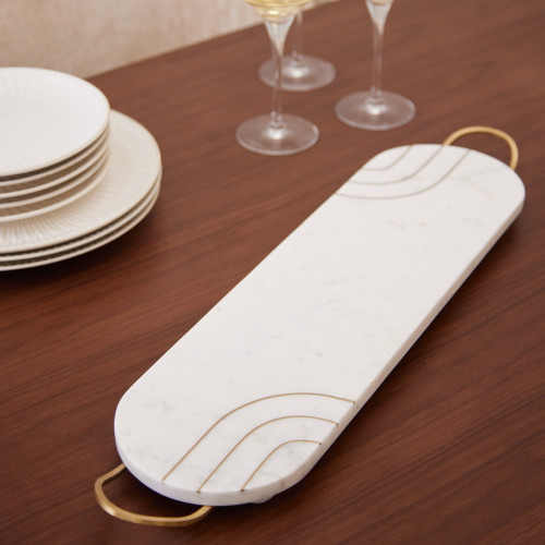 Adeline White Marble And Brass Tray