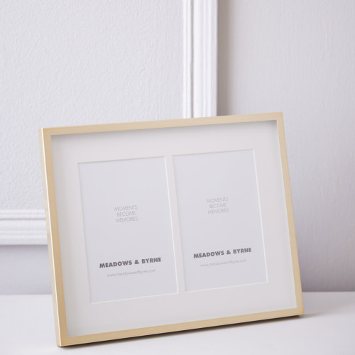 Icon Double Photo Frame in Brass
