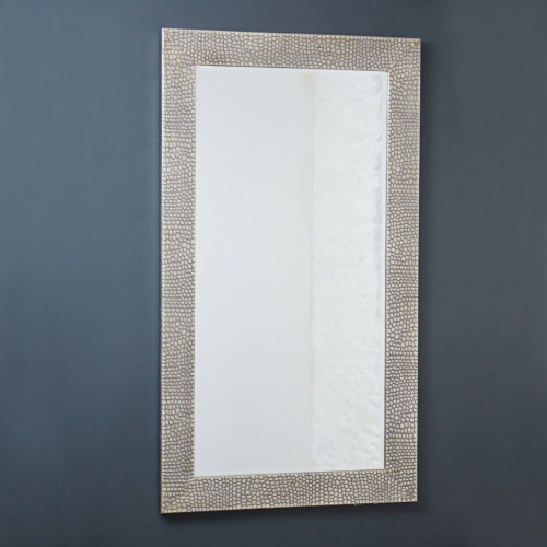 rectangle mirror with a silver pebble-style border