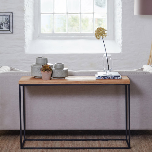 calia oak top console table 