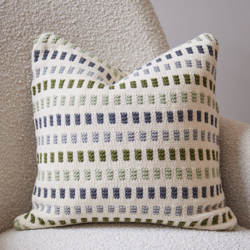 Pixel Stripe Green Cushion
