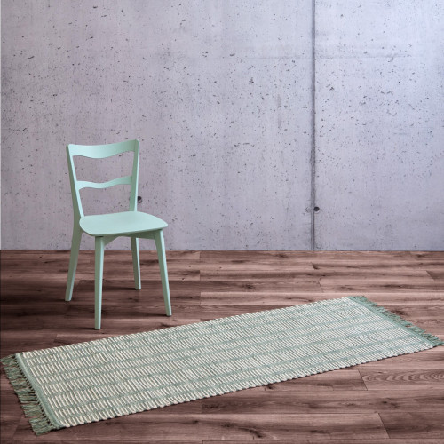 Blair Green Cotton Fringe Runner Rug 
