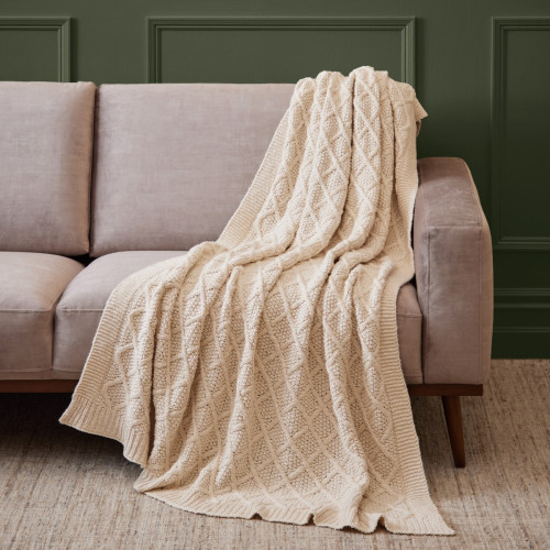 Moss Diamond Throw - Natural 