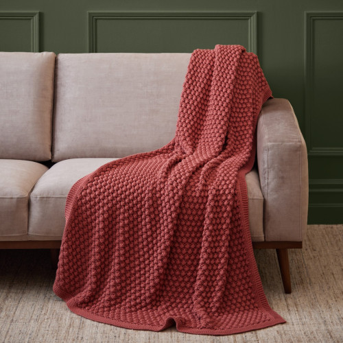 Dusty Pink Knitted Throw