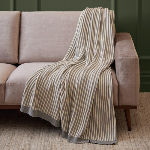 Ribbed Striped Grey Throw
