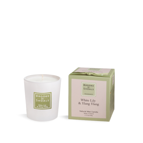 white lily and ylang ylang scented 190g single wick candle